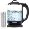 image:imageChefman 1L Electric Tea Kettle with LED Lights Automatic Shut Off Removable Lid BoilDry Protection Hot Water Electric Kettle Water Boiler Electric Kettles for Boiling Water17L  Glass Electric Kettle w Tea Infuser