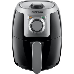 CHEFMAN 2 Qt Mini Air Fryer – Digital Space-Saving Compact Air Fryer with Nonstick and Dishwasher Safe Basket, Quick & Easy Meals in Minutes, Features Digital Timer and Shake Reminder – Black(Silver)