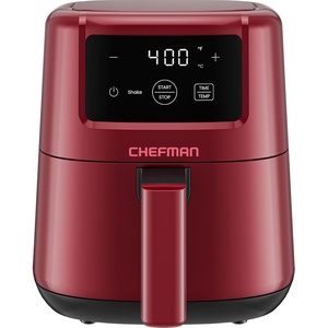 CHEFMAN 2 Qt Mini Air Fryer – Digital Space-Saving Compact Air Fryer with Nonstick and Dishwasher Safe Basket, Quick & Easy Meals in Minutes, Features Digital Timer and Shake Reminder – Black(Red)