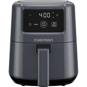 CHEFMAN 2 Qt Mini Air Fryer – Digital Space-Saving Compact Air Fryer with Nonstick and Dishwasher Safe Basket, Quick & Easy Meals in Minutes, Features Digital Timer and Shake Reminder – Black(Grey)