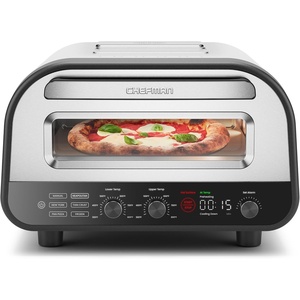 CHEFMAN Indoor Pizza Oven – Makes 12 Inch Pizzas in Minutes, Heats up to 800°F – Countertop Electric Pizza Maker with 5 Touchscreen Presets, Pizza Stone and Peel Included – Stainless Steel(Stainless Steel)