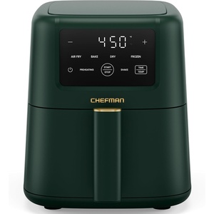Chefman Air Fryer – 4-in-1 Slim 3.5 QT Airfryer, Air Fry, Bake, Dehydrate, Frozen, 450°F Max Temp for Extra Crispy Results in Minutes, Nonstick Ceramic Coating, Dishwasher-Safe Accessories – Black(Green)
