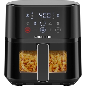 Chefman Air Fryer – 6 QT Compact Airfryer for Quick & Easy Meals in Minutes, Features Hi-Fry Technology for Extra Crisp, Touchscreen Controls with 4 Presets, Nonstick & Dishwasher Safe Basket – Black(4 Quart – Window)
