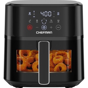 Chefman Air Fryer – 6 QT Compact Airfryer for Quick & Easy Meals in Minutes, Features Hi-Fry Technology for Extra Crisp, Touchscreen Controls with 4 Presets, Nonstick & Dishwasher Safe Basket – Black(6 Quart – Window)