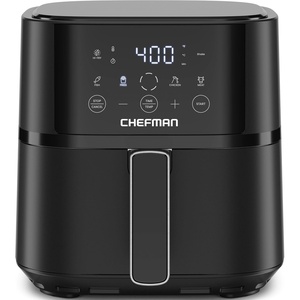 Chefman Air Fryer – 6 QT Compact Airfryer for Quick & Easy Meals in Minutes, Features Hi-Fry Technology for Extra Crisp, Touchscreen Controls with 4 Presets, Nonstick & Dishwasher Safe Basket – Black(4 Quart – No Window)