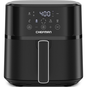Chefman Air Fryer – 6 QT Compact Airfryer for Quick & Easy Meals in Minutes, Features Hi-Fry Technology for Extra Crisp, Touchscreen Controls with 4 Presets, Nonstick & Dishwasher Safe Basket – Black(6 Quart – No Window)