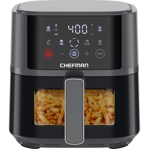 Chefman Air Fryer 6-in-1, XL 14-Quart Multifunctional Airfryer with Touchscreen Controls, Rotisserie, Food Dehydrator, Convection Oven, Bake, Broil, and Reheat Functions, Windowed Door – Black(4 Quart)