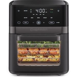 Chefman Air Fryer 6-in-1, XL 14-Quart Multifunctional Airfryer with Touchscreen Controls, Rotisserie, Food Dehydrator, Convection Oven, Bake, Broil, and Reheat Functions, Windowed Door – Black(14 Quart)