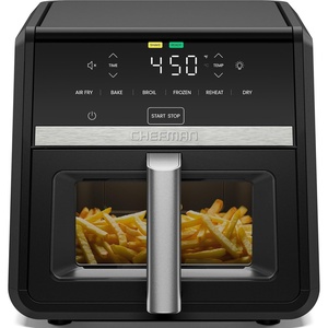 Chefman Air Fryer TurboFry 9-Qt, 6-in-1 High-Powered 450°F Cooking for Crispier French Fries, Chicken, and Onion Rings, XL Windowed Basket, Air Fry, Bake, Broil, Reheat, Dehydrate, Defrost – Black(9 Quart)