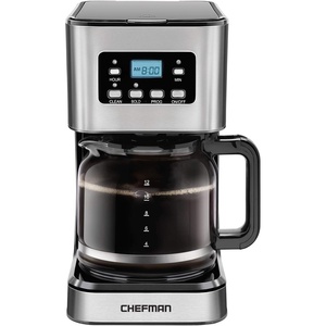 Chefman Caffeinator Single Serve Coffee Maker, Brew Kcups & Grounds, Drip Coffee Machine with Brew Strength Settings, Iced Coffee Function, 45 oz. Removable Water Reservoir(Stainless Steel)