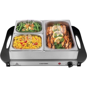 Chefman Compact Glasstop Warming Tray with Adjustable Temperature Control Perfect for Buffets, Restaurants, Parties, Events, Home Dinners and Travel, Mini 15×12 Inch Surface, Keeps Food Hot, Black(Buffet – 14″ x 14″)