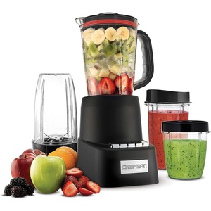 Chefman Countertop + Travel Dynamic Blending System, 12-Piece Set, 3 Programmed Speeds & Pulse, Easy Ice Crushing for Shakes & Smoothies, Dishwasher-Safe 32-Oz Pitcher, 12Oz & 2 24Oz Tumblers, Black