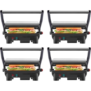 Chefman Electric Panini Press Grill, Compact 2-Slice Sandwich Maker, Non-Stick Coated Plates, Opens 180 Degrees, Dishwasher Safe, Removable Drip Tray, Stainless Steel/Black(2 Slice (Pack of 4))