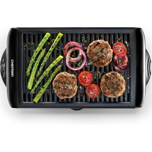 Chefman Electric Smokeless Indoor Grill w/ Non-Stick Cooking Surface & Adjustable Temperature Knob from Warm to Sear for Customized BBQing, Dishwasher Safe Removable Water Tray, Black(Black)