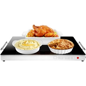 Chefman Electric Warming Tray with Adjustable Temperature Control, Perfect For Buffets, Restaurants, Parties, Events, and Home Dinners, Glass Top Extra Large 21” x 16” Surface Keeps Food Hot – Black(Stainless)