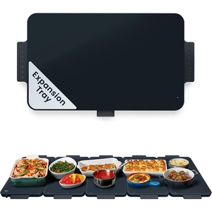 Chefman Everything Warmer Electric Warming Tray, 20” x 16” Modular Expanding Design, Graphene Full-Surface Heating, Food Warming Mat for Parties, Gatherings & Daily Use, Two Tempered Glass Panels(Midnight)