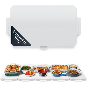 Chefman Everything Warmer Electric Warming Tray, 20” x 16” Modular Expanding Design, Graphene Full-Surface Heating, Food Warming Mat for Parties, Gatherings & Daily Use, Two Tempered Glass Panels(Concrete)