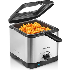 Chefman Fry Guy, The Most Compact & Convenient To Deep Fry Comfort Food, Restaurant-Style Basket With A 1.6-Quart Capacity, Easy-View Window & Adjustable Temp Control, Stainless – 1.5 Liter