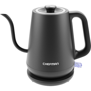 Chefman Gooseneck Electric Kettle, 0.8L Pour Over Tea Kettle for Coffee and Tea, One-Touch Operation, Boil-Dry Protection, Auto Shut-Off, Ultra-Fast Hot Water Boiler – Black(Black – Gooseneck)