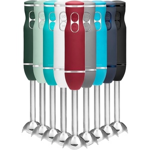 Chefman Immersion Stick Hand Blender with Stainless Steel Blades, Powerful Electric Ice Crushing 2-Speed Control Handheld Food Mixer, Purees, Smoothies, Shakes, Sauces & Soups, Grey(Red)