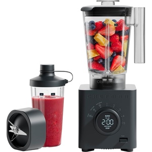 Chefman Obliterator 48 oz Countertop Blender for Smoothies, 1380W Motor to Crush Ice, Nuts, and Frozen Fruit with Stainless Steel Blade, Auto Blend Function, Includes 20 oz Travel Jar(Midnight)