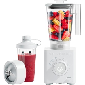 Chefman Obliterator 48 oz Countertop Blender for Smoothies, 1380W Motor to Crush Ice, Nuts, and Frozen Fruit with Stainless Steel Blade, Auto Blend Function, Includes 20 oz Travel Jar(Concrete)