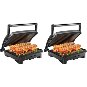Chefman Panini Press Grill and Gourmet Sandwich Maker Non-Stick Coated Plates, Opens 180 Degrees to Fit Any Type or Size of Food, Stainless Steel Surface and Removable Drip Tray, 4 Slice, Black(4 Slice – Standard (Pack of 2))