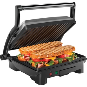 Chefman Panini Press Grill and Gourmet Sandwich Maker Non-Stick Coated Plates, Opens 180 Degrees to Fit Any Type or Size of Food, Stainless Steel Surface and Removable Drip Tray, 4 Slice, Black(4 Slice – Standard)