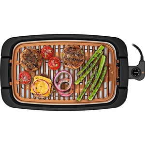 Chefman Smokeless Indoor Electric Grill, Copper, Extra Large, Nonstick Table Top Grill for Indoor Grilling and BBQ with Adjustable Temperature Control, Nonstick Dishwasher-Safe Parts, 9″ x 15″