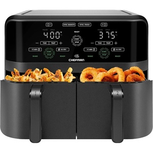 Chefman TurboFry Touch Dual Air Fryer, Maximize The Healthiest Meals With Double Basket Capacity, One-Touch Digital Controls And Shake Reminder For The Perfect Crispy And Low-Calorie Finish(6 Quart – No Window)