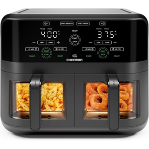 Chefman TurboFry Touch Dual Air Fryer, Maximize The Healthiest Meals With Double Basket Capacity, One-Touch Digital Controls And Shake Reminder For The Perfect Crispy And Low-Calorie Finish(6 Quart – Window)