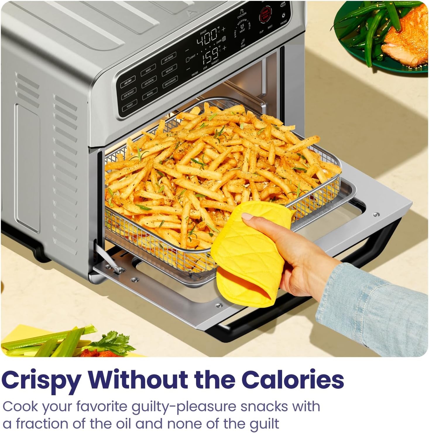 image:imageChefman Air Fryer Toaster Oven Combo with Probe Thermometer 12In1 Stainless Steel Convection Countertop 10 Inch Pizza 4 Slices of Toast Cooking Baking Toasting Roaster Oven Airfryer 20QTStainless Steel