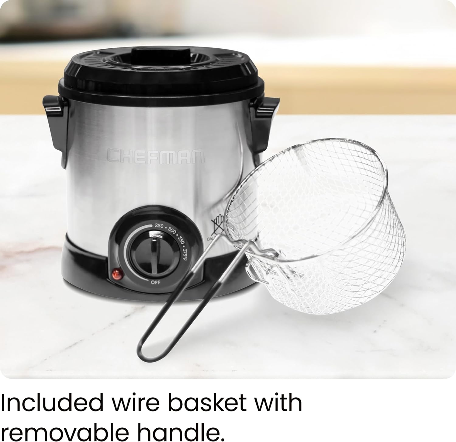 image:imageChefman Fry Guy Deep Fryer with Removable Basket EasytoClean NonStick Coating and CooltoTouch Exterior Adjustable Temperature Control 42 Cup 1 Liter Capacity Stainless SteelStainless 1 Liter