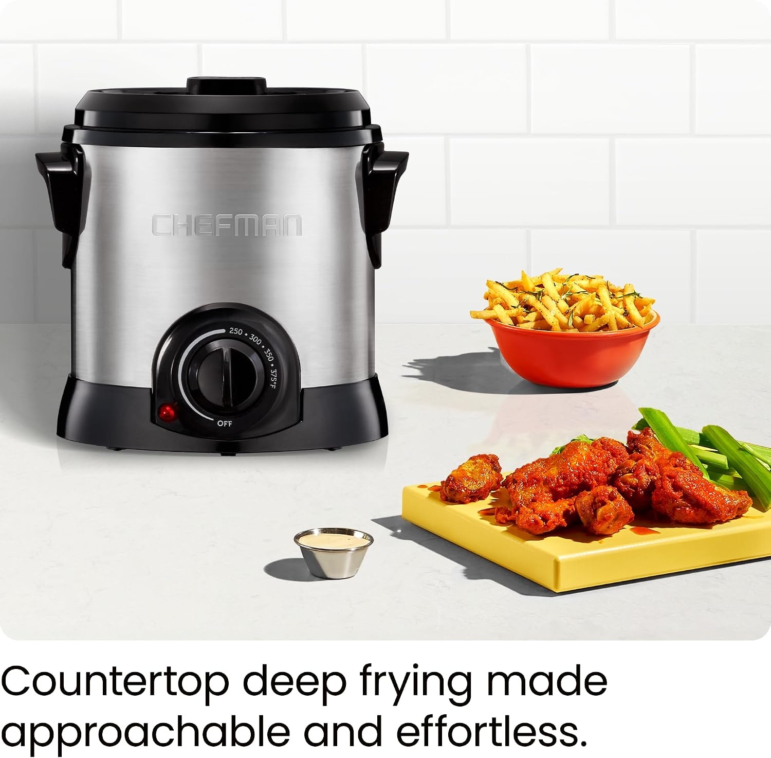 image:imageChefman Fry Guy Deep Fryer with Removable Basket EasytoClean NonStick Coating and CooltoTouch Exterior Adjustable Temperature Control 42 Cup 1 Liter Capacity Stainless SteelStainless 1 Liter