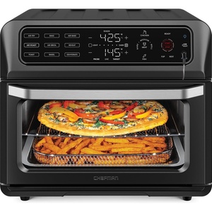 Chefman Air Fryer Toaster Oven Combo with Probe Thermometer, 12-In-1 Stainless Steel Convection Countertop, 10 Inch Pizza, 4 Slices of Toast, Cooking, Baking, Toasting, Roaster Oven Airfryer 20QT(Stainless Black)