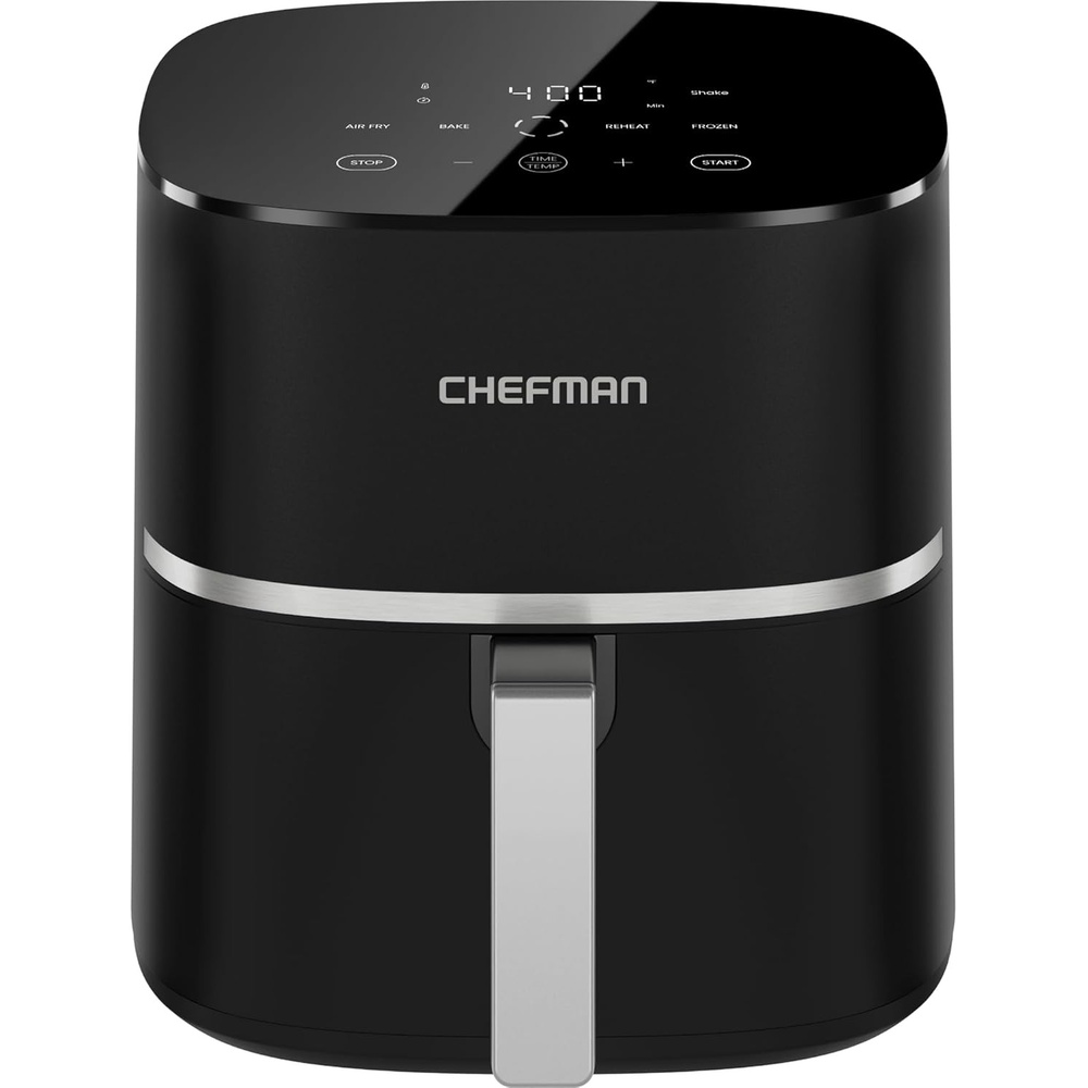 image:imageChefman TurboX 4in1 Air Fryer 5Quart Airfryer for Extra Crispy Chicken Fries Wings and More Air Fry Bake Reheat and Frozen Functions Digital Touch Controls Dishwasher Safe
