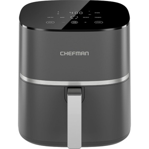 Chefman TurboX 4-in-1 Air Fryer, 5-Quart Airfryer for Extra Crispy Chicken, Fries, Wings, and More, Air Fry, Bake, Reheat, and Frozen Functions, Digital Touch Controls, Dishwasher Safe – Gray